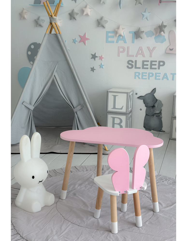 Stoły i ławki - Dziecięcy stolik chmurka krzesełko motylek różowy zestaw stół krzesło pink - product b2b.wamar.biz 3