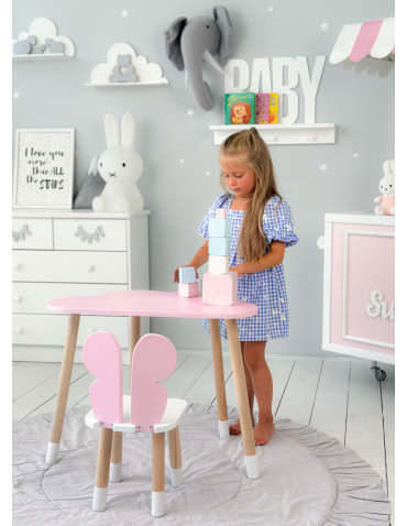 Stoły i ławki - Dziecięcy stolik chmurka krzesełko motylek różowy zestaw stół krzesło pink - product 4