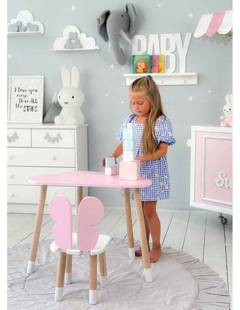 Stoły i ławki - Dziecięcy stolik chmurka krzesełko motylek różowy zestaw stół krzesło pink - product b2b.wamar.biz 4