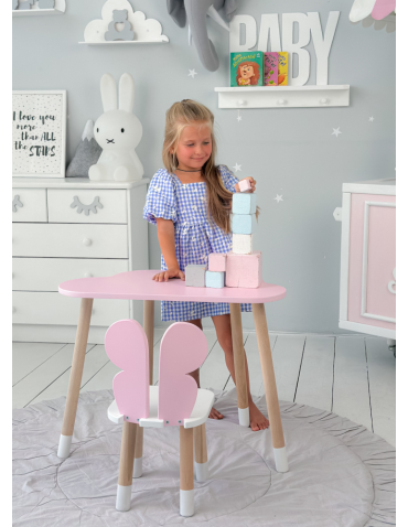 Stoły i ławki - Dziecięcy stolik chmurka krzesełko motylek różowy zestaw stół krzesło pink - product 5