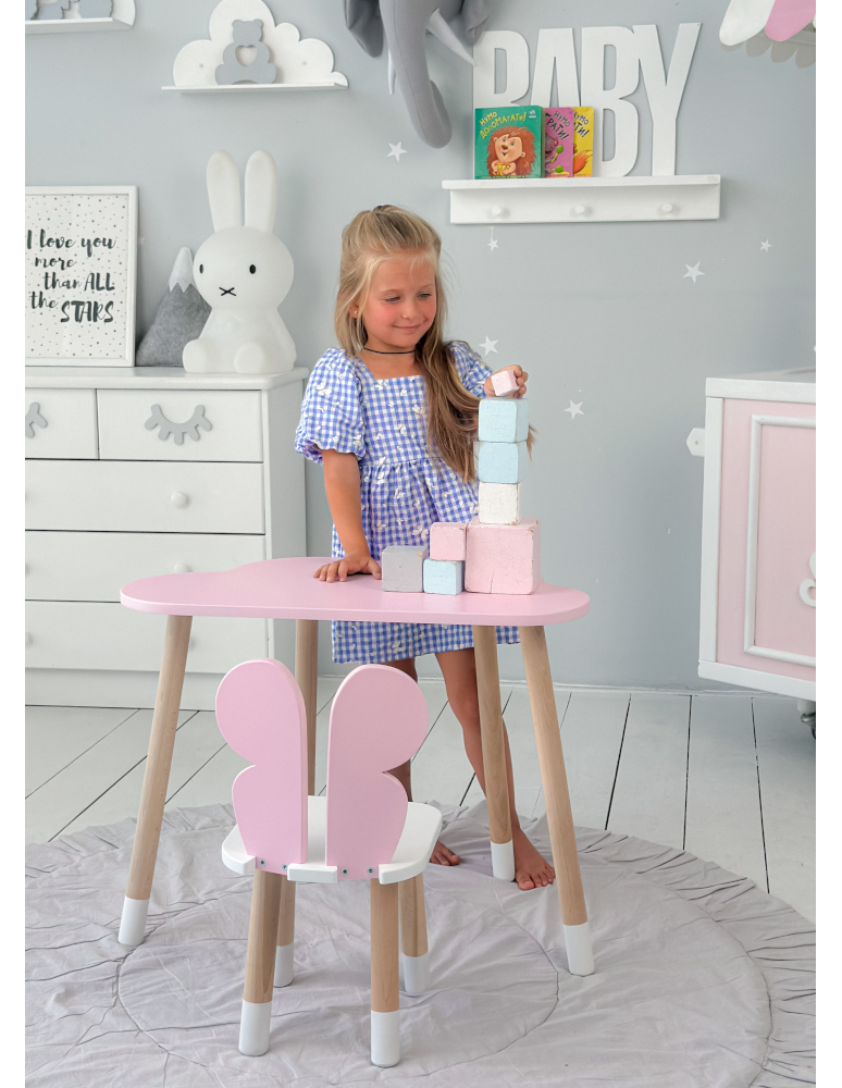 Stoły i ławki - Dziecięcy stolik chmurka krzesełko motylek różowy zestaw stół krzesło pink - product b2b.wamar.biz 5