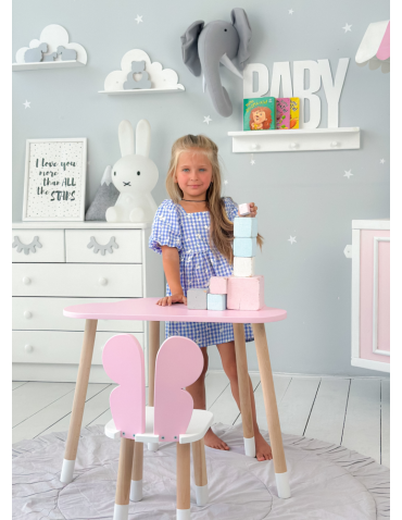 Stoły i ławki - Dziecięcy stolik chmurka krzesełko motylek różowy zestaw stół krzesło pink - product 6