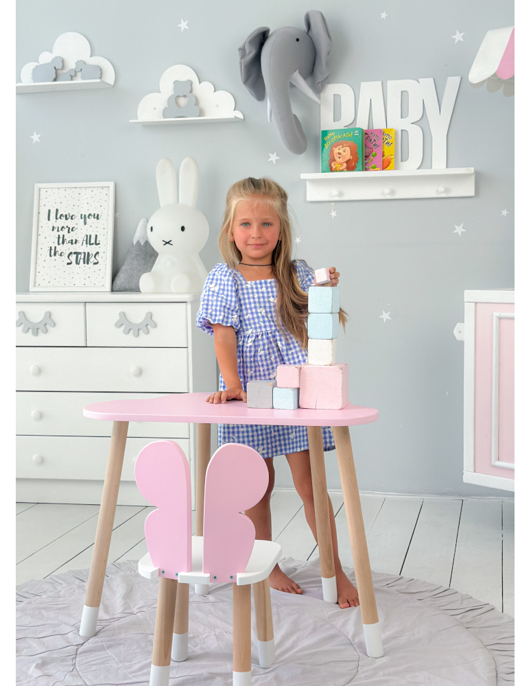 Stoły i ławki - Dziecięcy stolik chmurka krzesełko motylek różowy zestaw stół krzesło pink - product b2b.wamar.biz 6