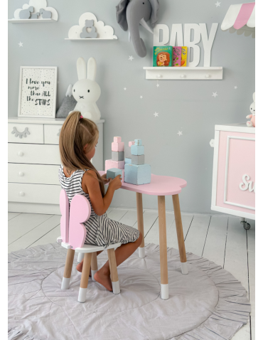 Stoły i ławki - Dziecięcy stolik chmurka krzesełko motylek różowy zestaw stół krzesło pink - product 7