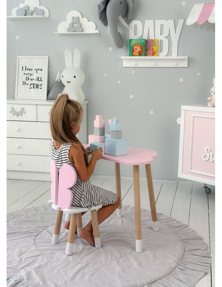 Stoły i ławki - Dziecięcy stolik chmurka krzesełko motylek różowy zestaw stół krzesło pink - product b2b.wamar.biz 7