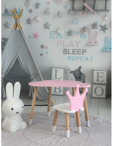 Stoliczek chmurka krzesełko korona różowy zestaw dziecięcy stolik krzesło - product 2