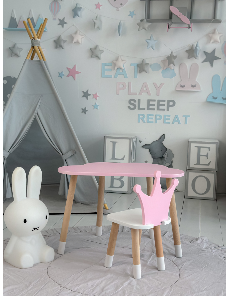Stoły i ławki - Stoliczek chmurka krzesełko korona różowy zestaw dziecięcy stolik krzesło - produkt b2b.wamar.biz 2
