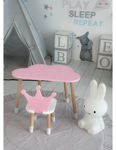 Stoły i ławki - Stoliczek chmurka krzesełko korona różowy zestaw dziecięcy stolik krzesło - produkt 3