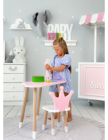 Stoły i ławki - Stoliczek chmurka krzesełko korona różowy zestaw dziecięcy stolik krzesło - produkt 6