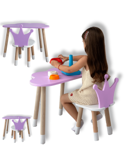 Stolik chmurka krzesło korona fioletowy zestaw stoliczek krzesełko purple