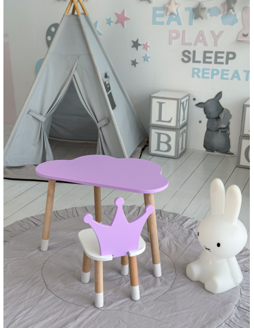 Stoły i ławki - Stolik chmurka krzesło korona fioletowy zestaw stoliczek krzesełko purple - produkt 3