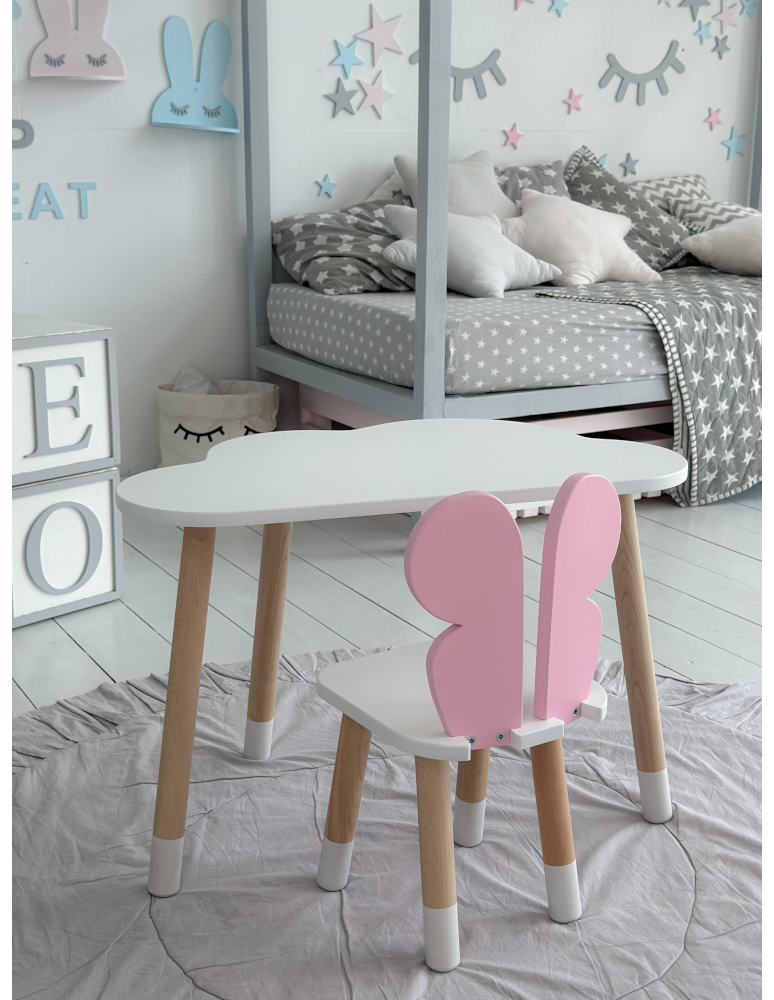 Stoły i ławki - Biały stolik chmurka krzesełko różowy motylek zestaw dziecięcy do pokoju - product b2b.wamar.biz 3