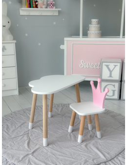 Stoliczek chmurka krzesełko różowa korona krzesło stolik dziecięcy biały - product 2