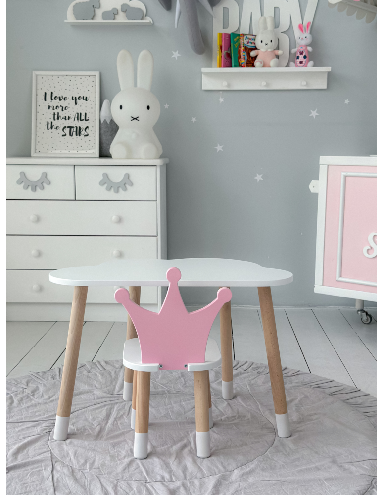 Stoły i ławki - Stoliczek chmurka krzesełko różowa korona krzesło stolik dziecięcy biały - product b2b.wamar.biz 7