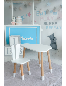 Stoliczek biała chmurka krzesełko zajączek króliczek królik krzesło stół - product 2