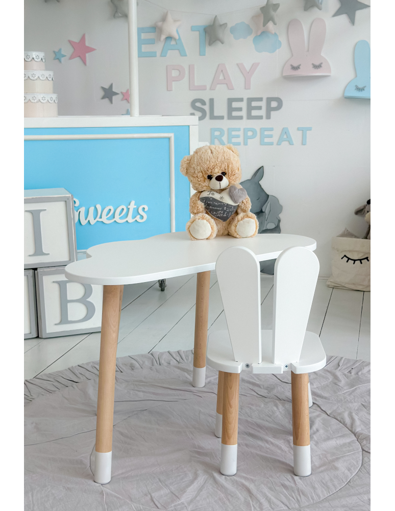 Stoły i ławki - Stoliczek biała chmurka krzesełko zajączek króliczek królik krzesło stół - produkt b2b.wamar.biz 3