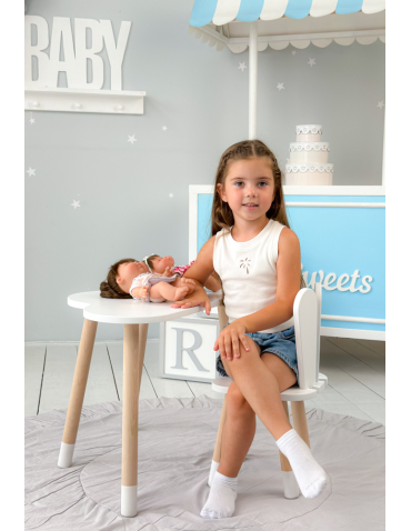 Stoły i ławki - Stoliczek biała chmurka krzesełko zajączek króliczek królik krzesło stół - produkt 4