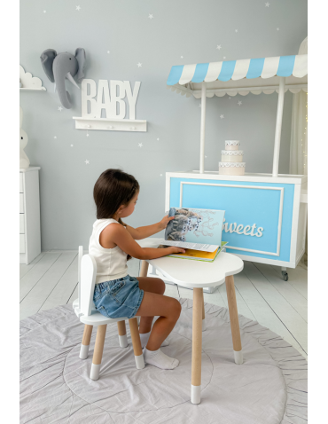 Stoły i ławki - Stoliczek biała chmurka krzesełko zajączek króliczek królik krzesło stół - produkt 5