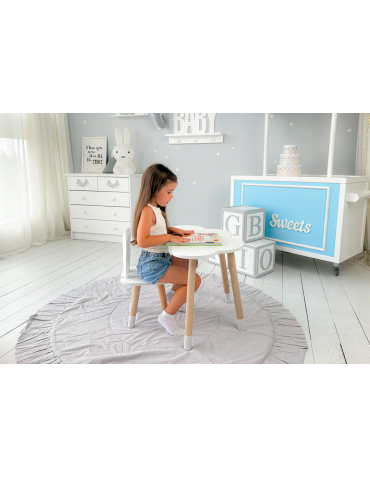 Stoły i ławki - Stoliczek biała chmurka krzesełko zajączek króliczek królik krzesło stół - produkt 7