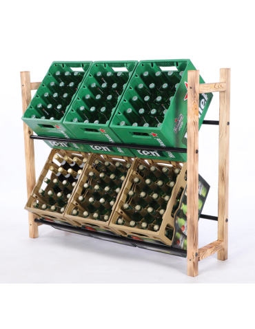 Stojak na skrzynki na napoje piwo regał szeroki 2 półki METALOWE DRĄŻKI EKO - product 2