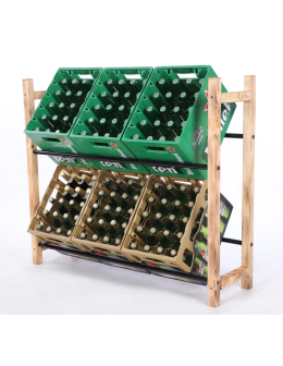 Stojak na skrzynki na napoje piwo regał szeroki 2 półki METALOWE DRĄŻKI EKO - product 2