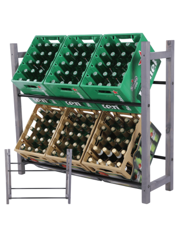 Stojak na skrzynki na napoje piwo regał na transportery METALOWE DRĄŻKI EKO