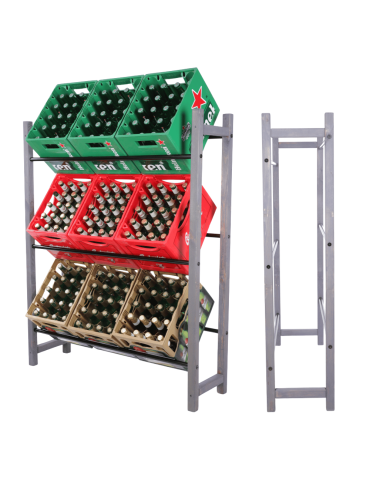 Stojak na skrzynki na napoje piwo regał transportery 3 METALOWE PÓŁKI EKO