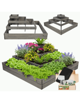 Donica piętrowa drewniana na warzywa warzywniak inspekt  45x120x120 GRATISY