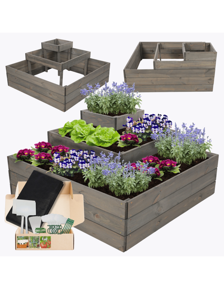 Uprawowe skrzynie ogrodowe- Warzywniaki- skrzynia do uprawy - Pietrowa skrzynia na warzywa donica drewniana zielnik 45x90x90 GRATISY EKO - product b2b.wamar.biz 1