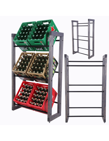 Regał na skrzynki na napoje piwo stojak 136x82cm METALOWE DRĄŻKI EKO