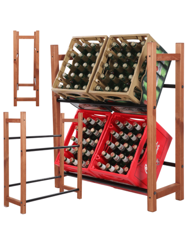 Regał na skrzynki na napoje piwo stojak 2 półki szer.81,5cm METALOWE DRĄŻKI