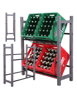 Regał na skrzynki na napoje piwo stojak na transportery METALOWE DRĄŻKI EKO