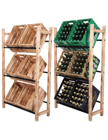 Regał na skrzynki na napoje piwo stojak 3 półki opalany METALOWE DRĄŻKI EKO