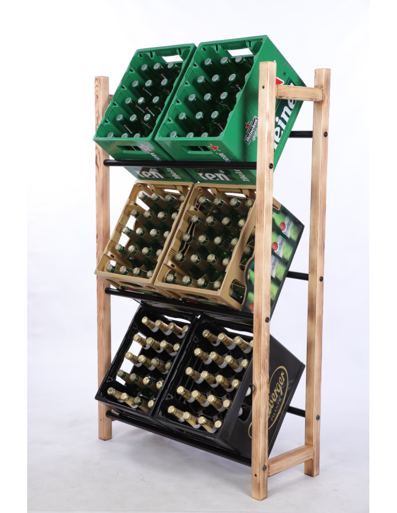 Stojaki na skrzynki - Regał na skrzynki na napoje piwo stojak 3 półki opalany METALOWE DRĄŻKI EKO - product b2b.wamar.biz 2