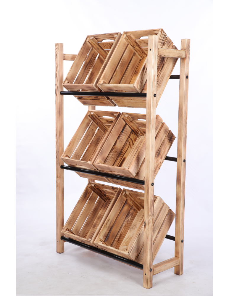 Stojaki na skrzynki - Regał na skrzynki na napoje piwo stojak 3 półki opalany METALOWE DRĄŻKI EKO - product b2b.wamar.biz 4