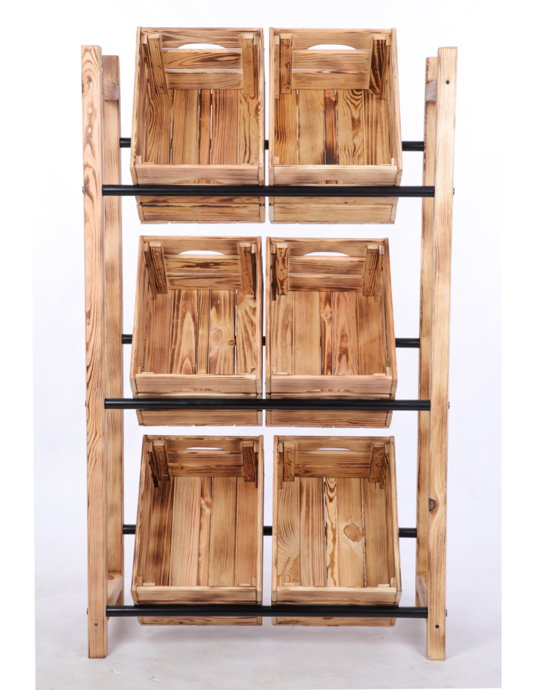 Stojaki na skrzynki - Regał na skrzynki na napoje piwo stojak 3 półki opalany METALOWE DRĄŻKI EKO - product b2b.wamar.biz 5