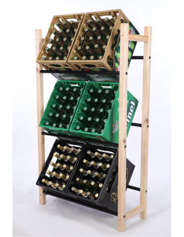Drewniany stojak na skrzynki na napoje piwo regał METALOWE DRĄŻKI EKO 3p - product 2