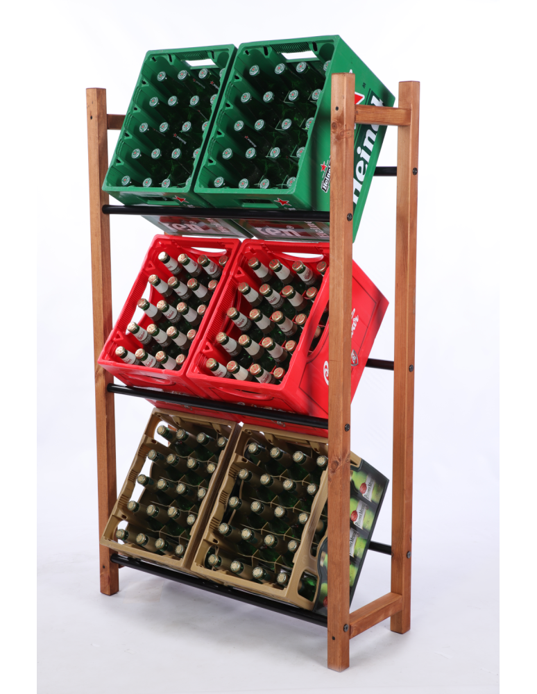 Stojaki na skrzynki - Sosnowy regał na skrzynki na napoje piwo stojak METALOWE SOLIDNE DRĄŻKI - product b2b.wamar.biz 2