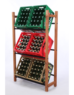 Sosnowy regał na skrzynki na napoje piwo stojak METALOWE SOLIDNE DRĄŻKI - product 2