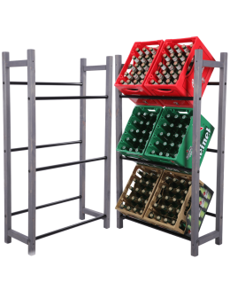 Regał na skrzynki na napoje piwo stojak 137,6x81,5cm METALOWE DRĄŻKI EKO