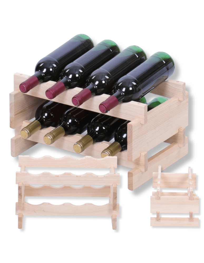 Modułowe stojaki do butelek RW11 - Stojak na wino regał modułowy na butelki 2x4 but WĄSKI ECO BEZ NARZĘDZI - product b2b.wamar.biz 1