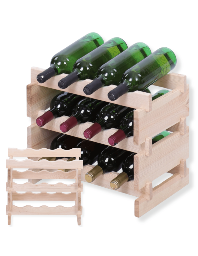 Modułowe stojaki do butelek RW11 - Stojak na wino regał modułowy na butelki 3x4 but WĄSKI ECO BEZ NARZĘDZI - product b2b.wamar.biz 1