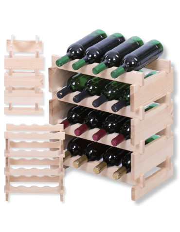 Stojak na wino regał modułowy na butelki 4x4 but WĄSKI ECO BEZ NARZĘDZI