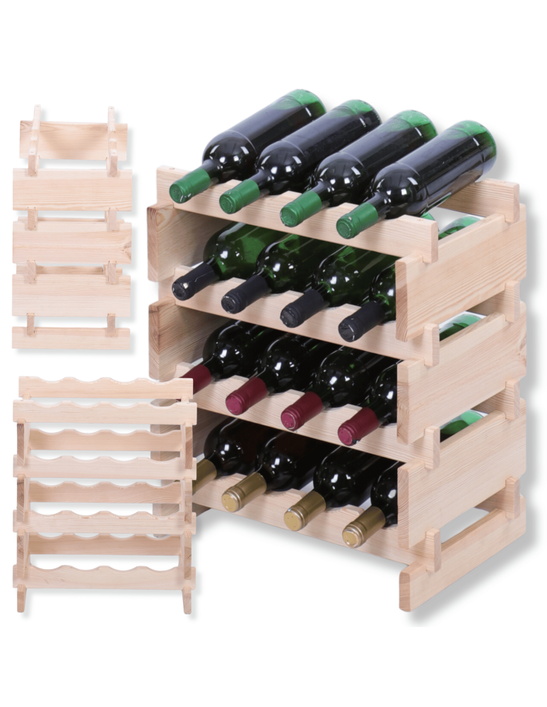 Modułowe stojaki do butelek RW11 - Stojak na wino regał modułowy na butelki 4x4 but WĄSKI ECO BEZ NARZĘDZI - product b2b.wamar.biz 1