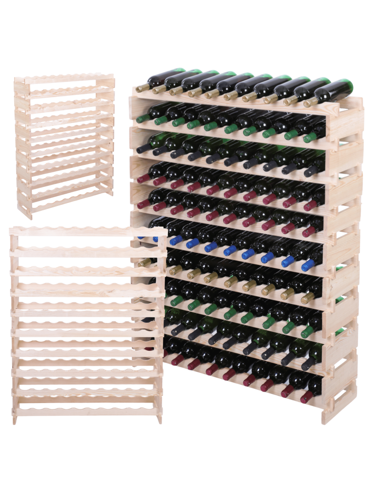 Modułowe stojaki do butelek RW11 - Stojak na wino regał modułowy na butelki 10x10 but DUŻY MONTAŻ BEZ NARZĘDZI - product b2b.wamar.biz 1