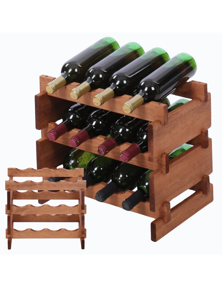 Modułowe stojaki do butelek RW11 - Stojak na wino regał modułowy na butelki 3x4 but WĄSKI ECO BEZ NARZĘDZI - product b2b.wamar.biz 1