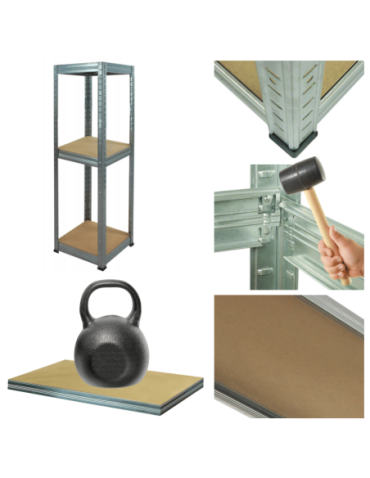 Magazynowe regały metalowe - Regał metalowy ocynk HELIOS 90x35x35cm 3Px175kg - produkt 17