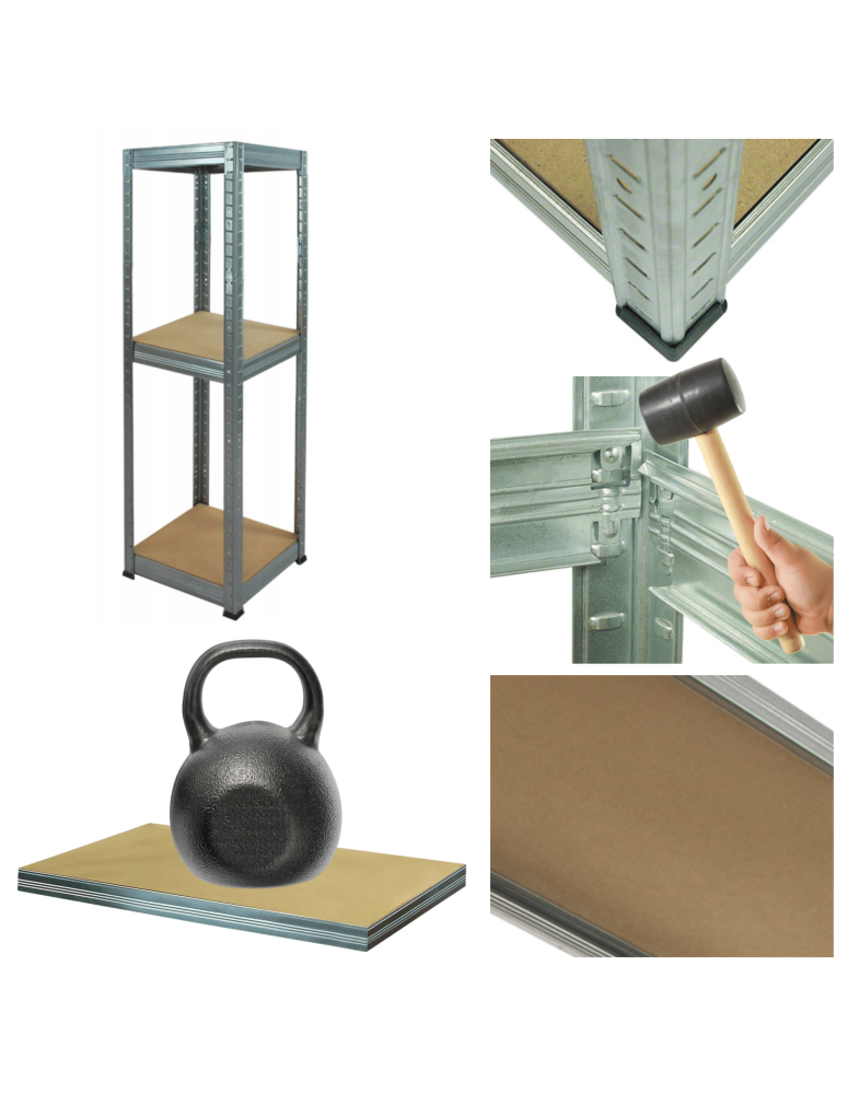 Magazynowe regały metalowe - Regał metalowy ocynk HELIOS 90x35x35cm 3Px175kg - produkt b2b.wamar.biz 17