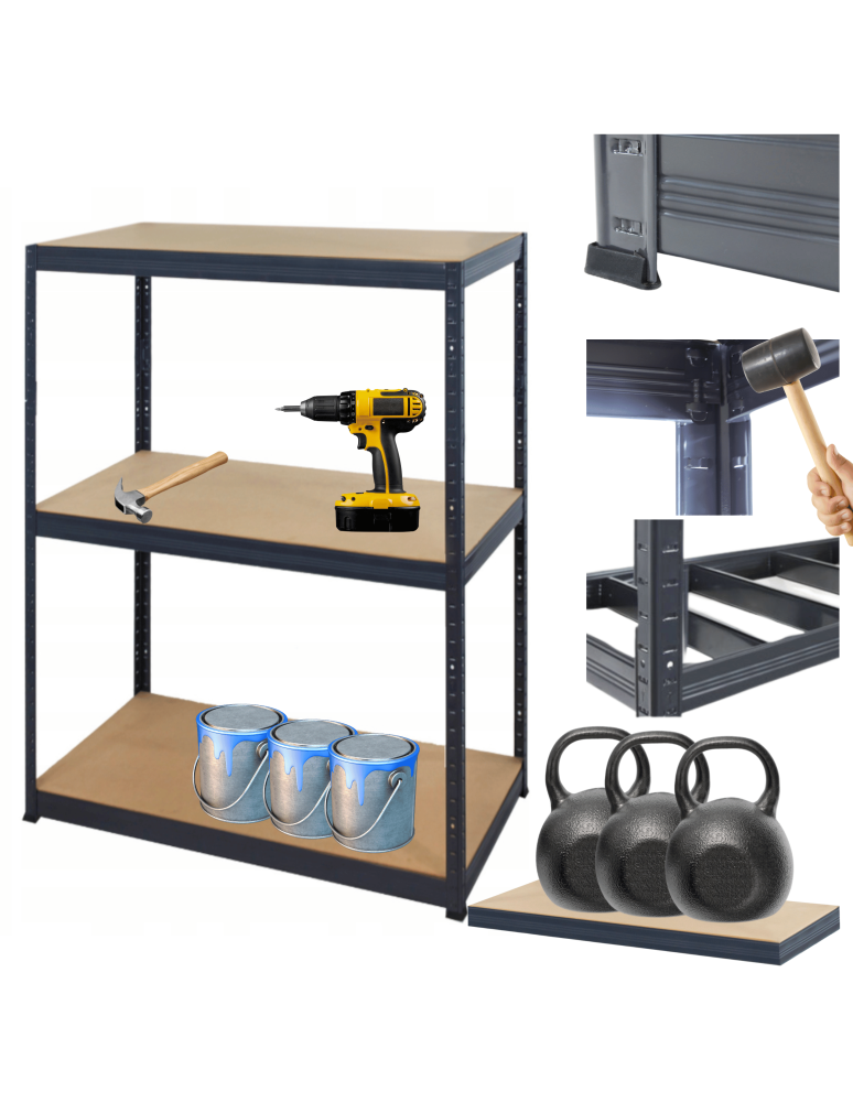 Magazynowe regały metalowe - Regał metalowy PREMIUM HELIOS 90x90x35cm 3Px350kg - product b2b.wamar.biz 17