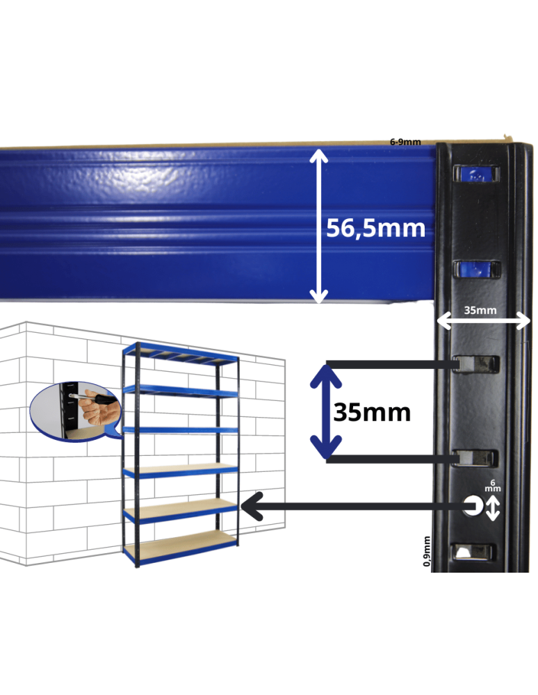 Magazynowe regały metalowe - Regał metalowy PREMIUM HELIOS 90x90x35cm 3Px350kg - product b2b.wamar.biz 24